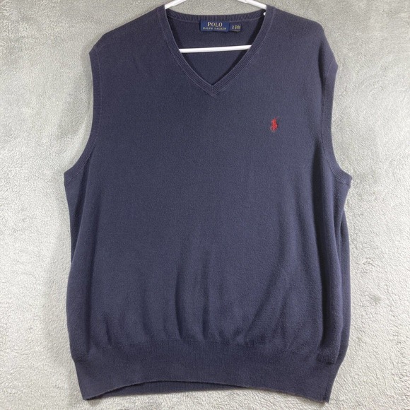 Polo Ralph Lauren Other - Ralph Lauren Polo Sweater Vest Men Large Blue V Neck Sleeveless Casual